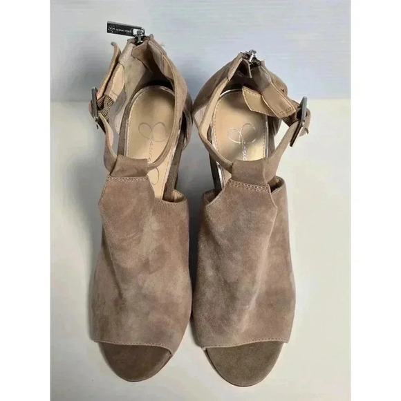 Women's Jessica‎ Simpson Wedge Sandals, Size 8.5, Taupe - Picture 3 of 10